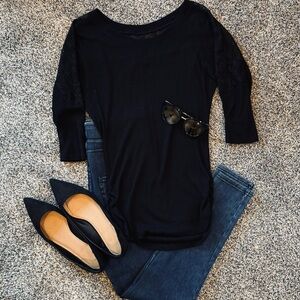 Self Esteem Black Lace Detail Top